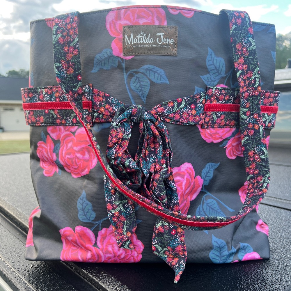 Matilda Jane Pink and Gray Floral Tote Bag